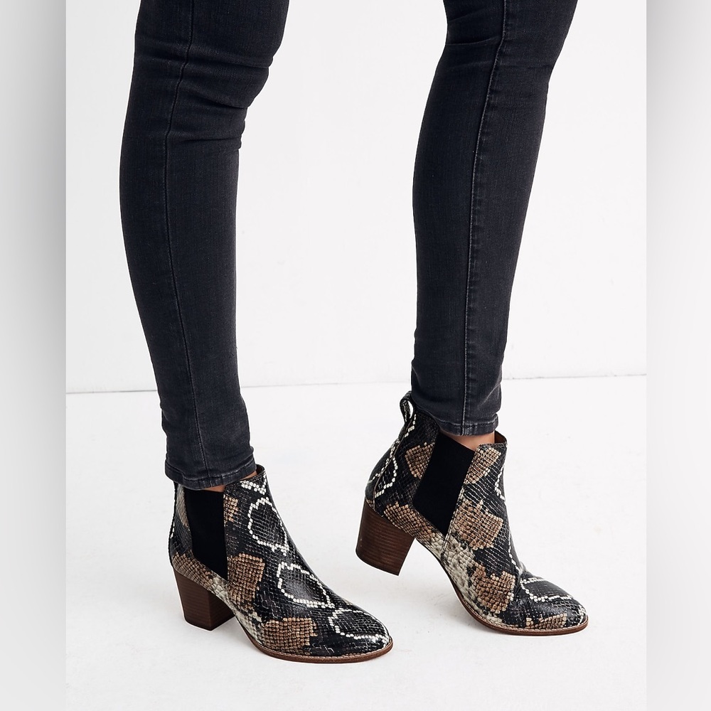 MADEWELL The Regan Boot in Snake Embossed Leather, worn twice. Women’s size 10.
